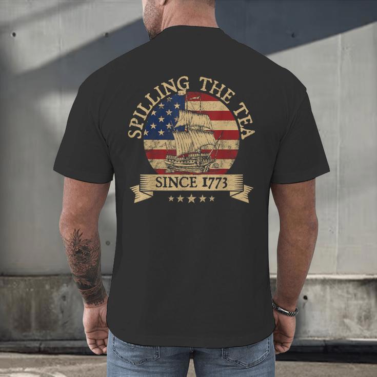 Spilling The Tea Since 1773 Vintage Us History Teacher Men's Back Print T-Shirt, gift for family, gift for coworker