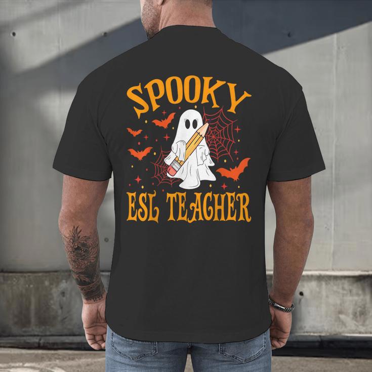 Spooky ESL Teacher Ghost Halloween School Women Men's Back Print T-Shirt, gift for family, gift for coworker Spooky ESL Teacher Ghost Halloween School Women Men's Back Print T-Shirt, gift for family, gift for coworker