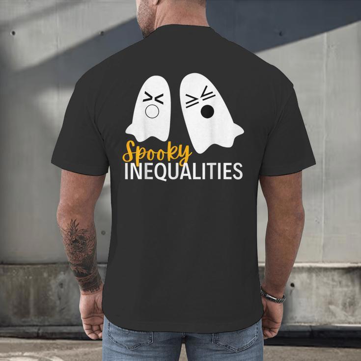 Spooky Ghost Inequalities Halloween Math Teacher Men's Back Print T-Shirt, gift for family, gift for coworker Spooky Ghost Inequalities Halloween Math Teacher Men's Back Print T-Shirt, gift for family, gift for coworker