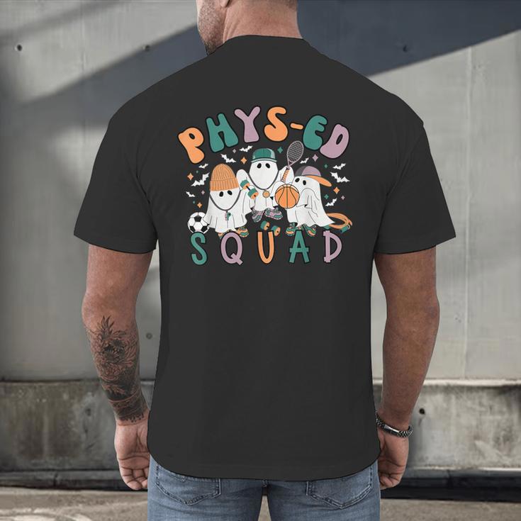 Spooky Ghost PE Teacher Squad Physical Education Halloween Men's Back Print T-Shirt, gift for family, gift for coworker Spooky Ghost PE Teacher Squad Physical Education Halloween Men's Back Print T-Shirt, gift for family, gift for coworker