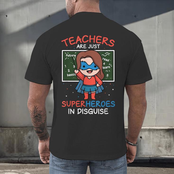 Super Hero Teacher Superheroes In Disguise Men's Back Print T-Shirt, gift for family, gift for coworker Super Hero Teacher Superheroes In Disguise Men's Back Print T-Shirt, gift for family, gift for coworker