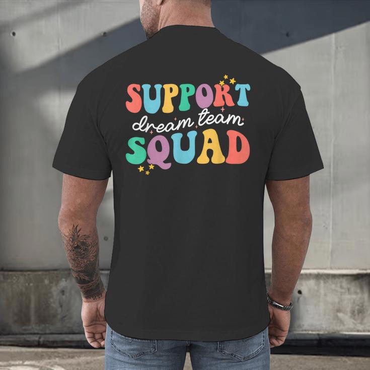 Support Dream Services Team Groovy Teacher Support Squad Men's Back Print T-Shirt, gift for family, gift for coworker