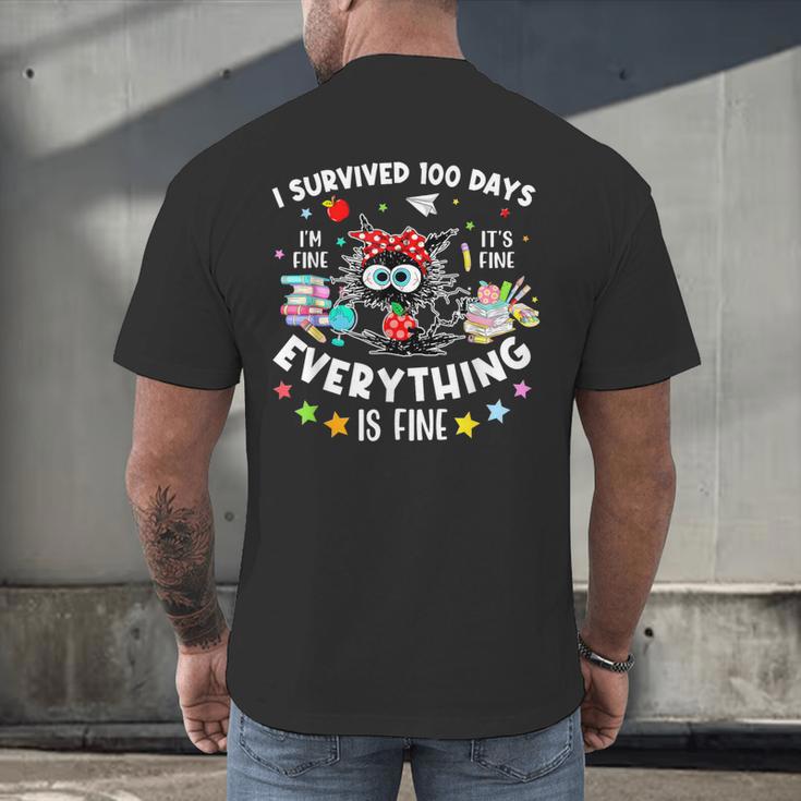 I Survived 100 Days Of School Teacher Kids Cat Lover Men's Back Print T-Shirt, gift for family, gift for coworker I Survived 100 Days Of School Teacher Kids Cat Lover Men's Back Print T-Shirt, gift for family, gift for coworker