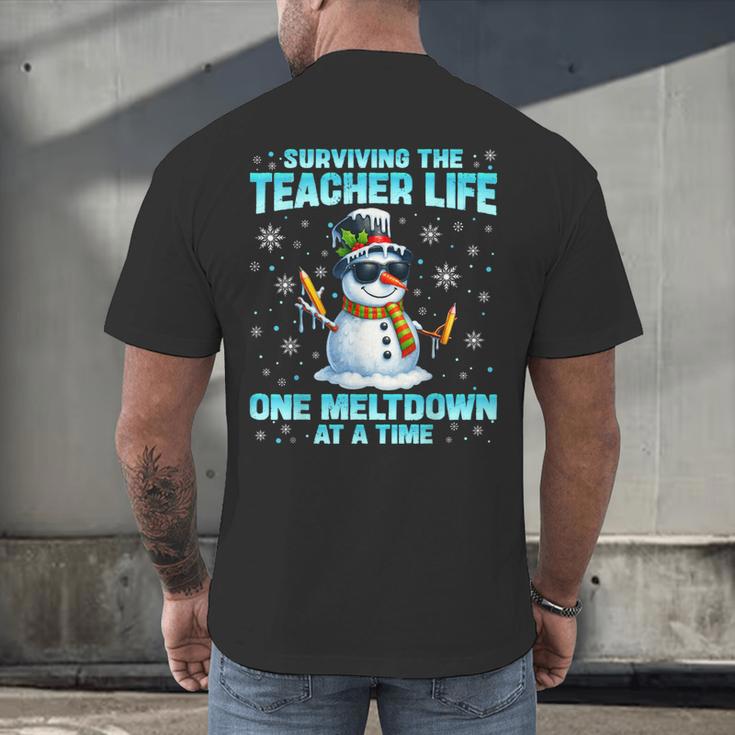 Surviving The Teacher Life Pjs Pajamas Christmas Xmas Teache Men's Back Print T-Shirt, gift for family, gift for coworker