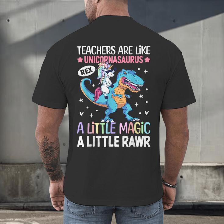 T Rex Dinosaur Unicorn Teachers Are Like Unicornasaurus Rex Men's Back Print T-Shirt, gift for family, gift for coworker T Rex Dinosaur Unicorn Teachers Are Like Unicornasaurus Rex Men's Back Print T-Shirt, gift for family, gift for coworker