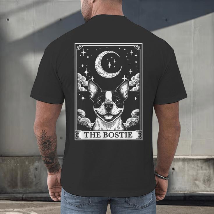 Tarot Card Vintage Crescent Moon Boston Terrier Dog Mom Men's Back Print T-Shirt, gift for family, gift for coworker