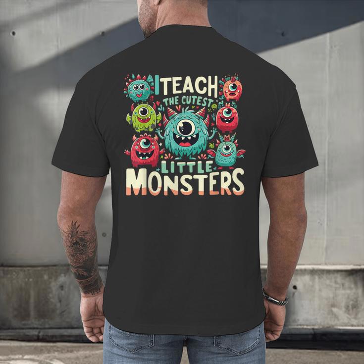 I Teach The Cutest Little Monsters Teacher Halloween Outfit Men's Back Print T-Shirt, gift for family, gift for coworker