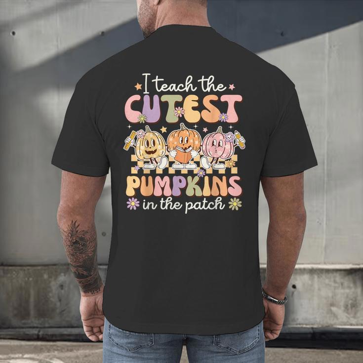 I Teach The Cutest Pumpkins In The Patch Teacher Retro Men's Back Print T-Shirt, gift for family, gift for coworker I Teach The Cutest Pumpkins In The Patch Teacher Retro Men's Back Print T-Shirt, gift for family, gift for coworker