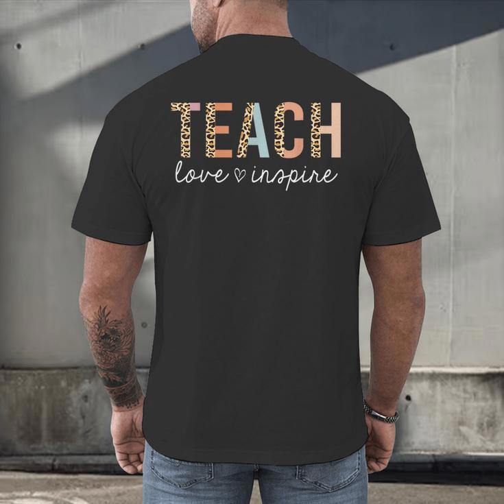 Teach Love Inspire Leopard Back To School Cute Teacher Men Women Girls Kids Men's Back Print T-Shirt, gift for family, gift for coworker