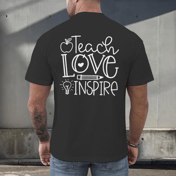 Teach Love Inspire Retro Teacher Kids Back To School Men's Back Print T-Shirt, gift for family, gift for coworker