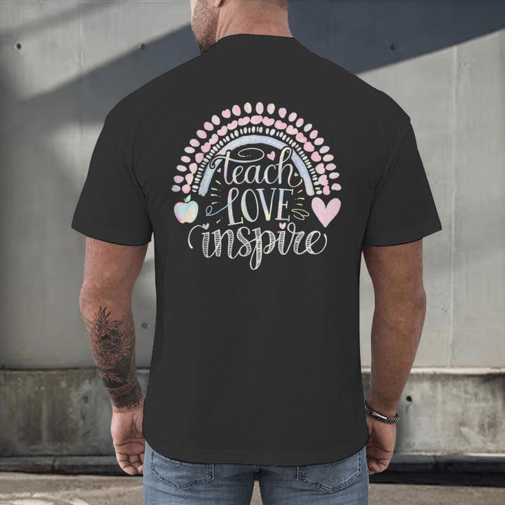 Teach Love Inspire Teacher Men's Back Print T-Shirt, gift for family, gift for coworker Teach Love Inspire Teacher Men's Back Print T-Shirt, gift for family, gift for coworker