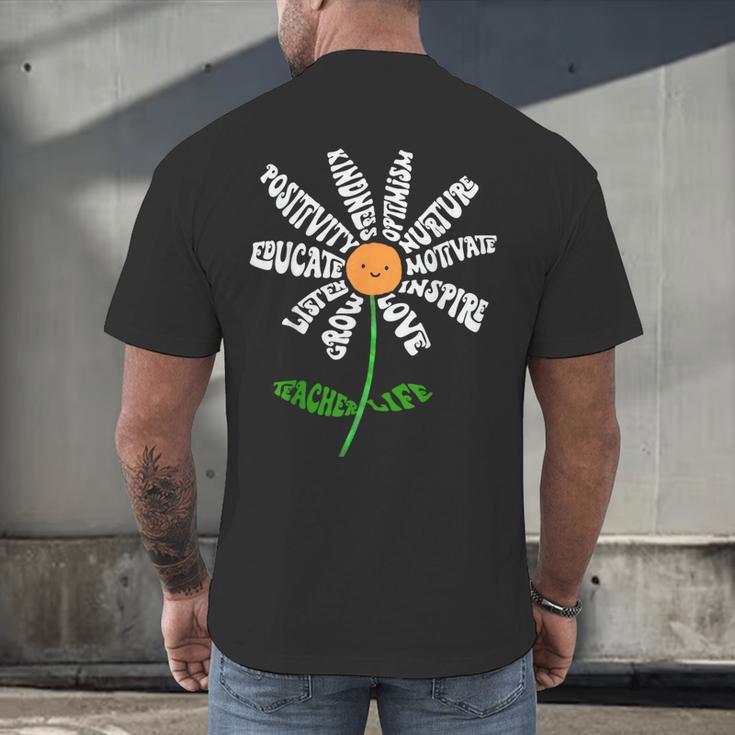 Teach Love Inspire Teachers Inspirational Flower Teachers Men's Back Print T-Shirt, gift for family, gift for coworker