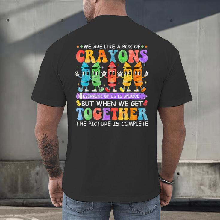 Teacher We Are Like A Box Of Crayons Back To School Men Women Kids Men's Back Print T-Shirt, gift for family, gift for coworker