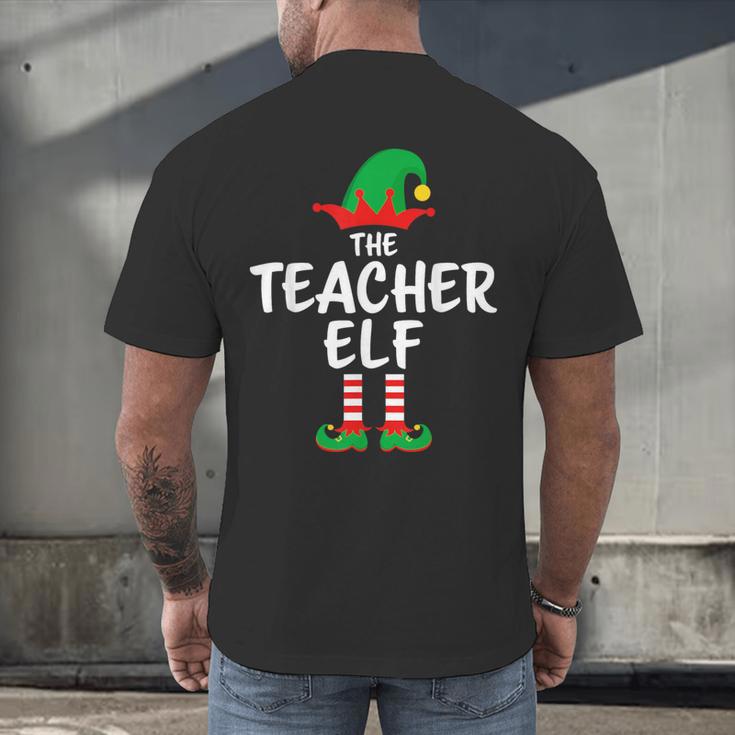 The Teacher Elf Matching Family Christmas Men's Back Print T-Shirt, gift for family, gift for coworker The Teacher Elf Matching Family Christmas Men's Back Print T-Shirt, gift for family, gift for coworker