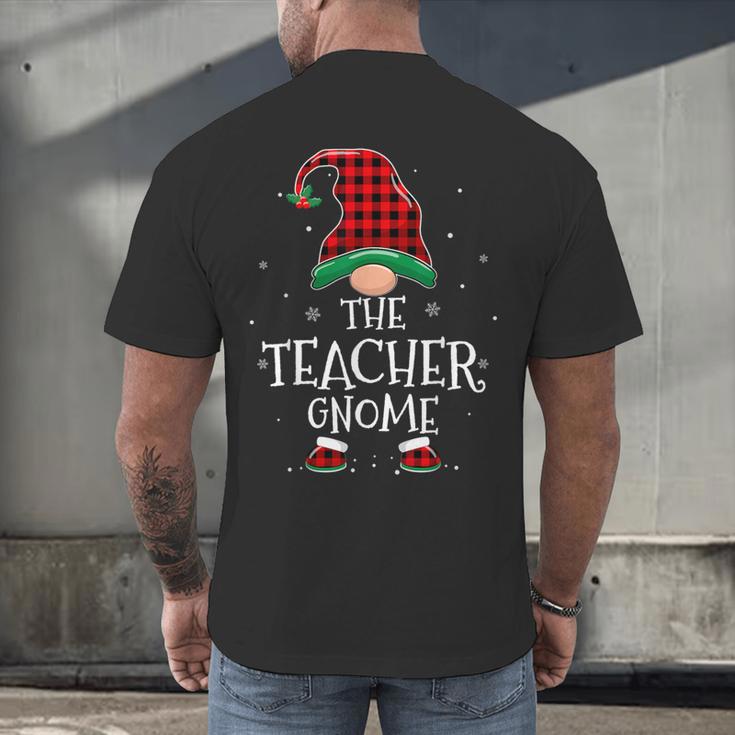 Teacher Gnome Xmas Family Matching Plaid Christmas Gnomes Men's Back Print T-Shirt, gift for family, gift for coworker