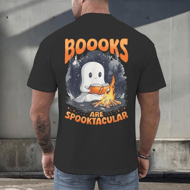 Teacher Halloween Ghost Reading Book Animal Boooks Are Men's Back Print T-Shirt, gift for family, gift for coworker