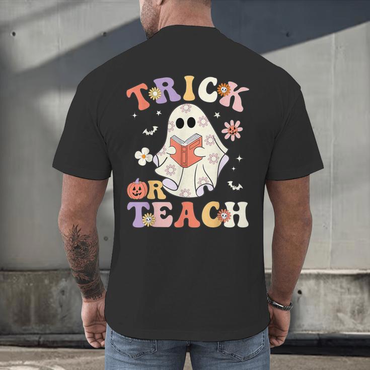 Teacher Halloween Trick Or Teach Floral Ghost Men's Back Print T-Shirt, gift for family, gift for coworker Teacher Halloween Trick Or Teach Floral Ghost Men's Back Print T-Shirt, gift for family, gift for coworker