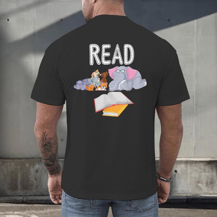 Teacher Library Read Book Club Piggie Elephant Pigeons Men Women Kids Men's Back Print T-Shirt, gift for family, gift for coworker