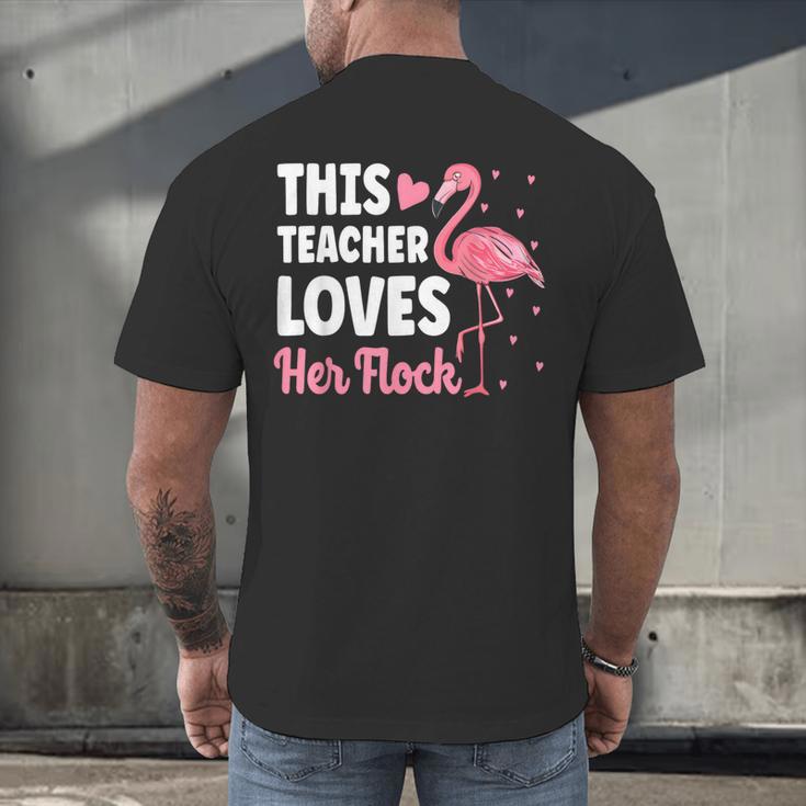 This Teacher Loves Her Flock Teaching Flamingo Girl Men's Back Print T-Shirt, gift for family, gift for coworker This Teacher Loves Her Flock Teaching Flamingo Girl Men's Back Print T-Shirt, gift for family, gift for coworker