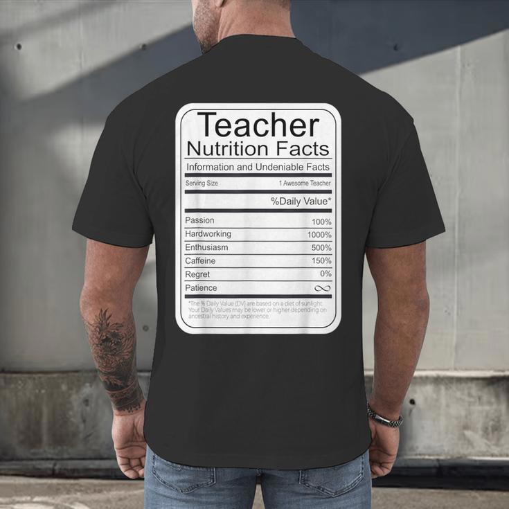 Teacher Nutrition Facts Teachers Nutritional Fact Men's Back Print T-Shirt, gift for family, gift for coworker Teacher Nutrition Facts Teachers Nutritional Fact Men's Back Print T-Shirt, gift for family, gift for coworker