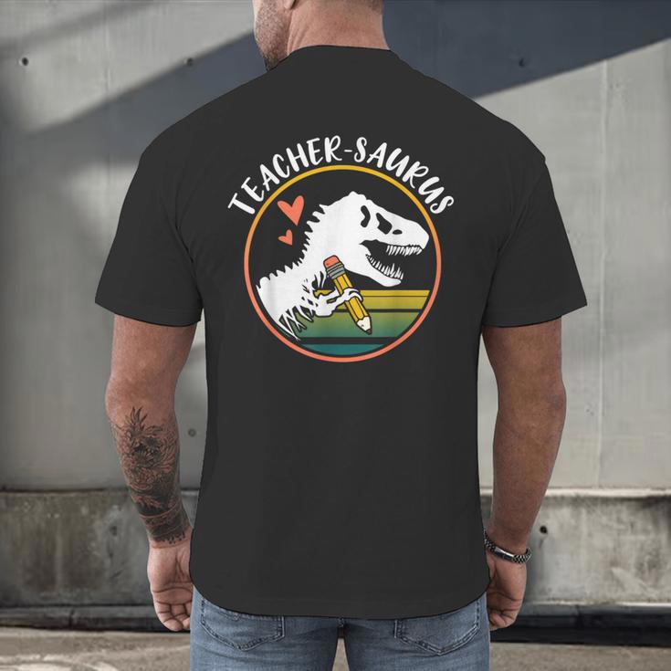 Teacher-Saurus Dinosaur Teacher Design T-Rex Design Men's Back Print T-Shirt, gift for family, gift for coworker Teacher-Saurus Dinosaur Teacher Design T-Rex Design Men's Back Print T-Shirt, gift for family, gift for coworker