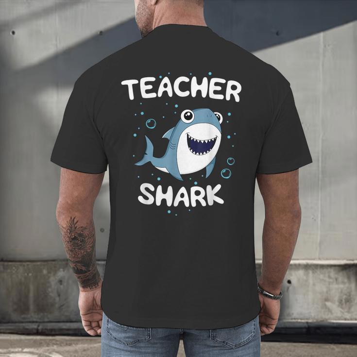 Teacher Shark Teaching Back To School Kindergarten Men's Back Print T-Shirt, gift for family, gift for coworker Teacher Shark Teaching Back To School Kindergarten Men's Back Print T-Shirt, gift for family, gift for coworker
