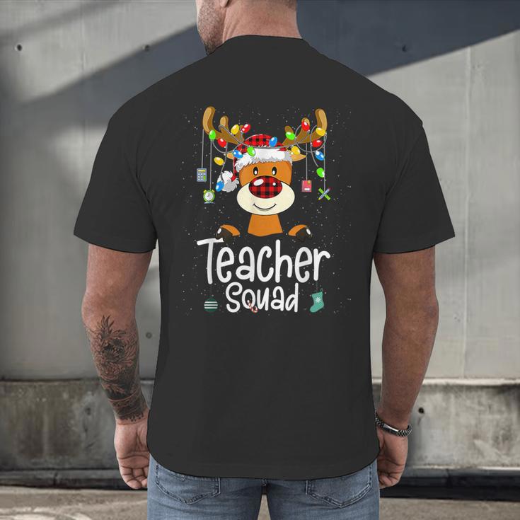 Teacher Squad Red Plaid Rudolph Reindeer Christmas Men's Back Print T-Shirt, gift for family, gift for coworker Teacher Squad Red Plaid Rudolph Reindeer Christmas Men's Back Print T-Shirt, gift for family, gift for coworker