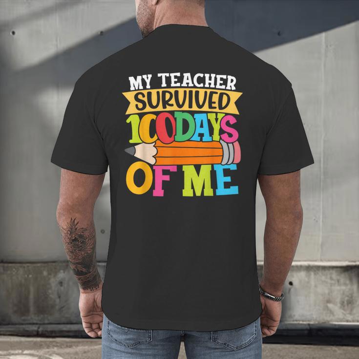 My Teacher Survived 100 Days Of Me 100th Day Of School Kids Men's Back Print T-Shirt, gift for family, gift for coworker My Teacher Survived 100 Days Of Me 100th Day Of School Kids Men's Back Print T-Shirt, gift for family, gift for coworker