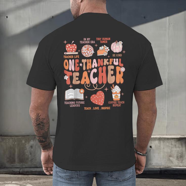 Teacher Thanksgiving Shirt Women One Thankful Teacher Fall Men's Back Print T-Shirt, gift for family, gift for coworker