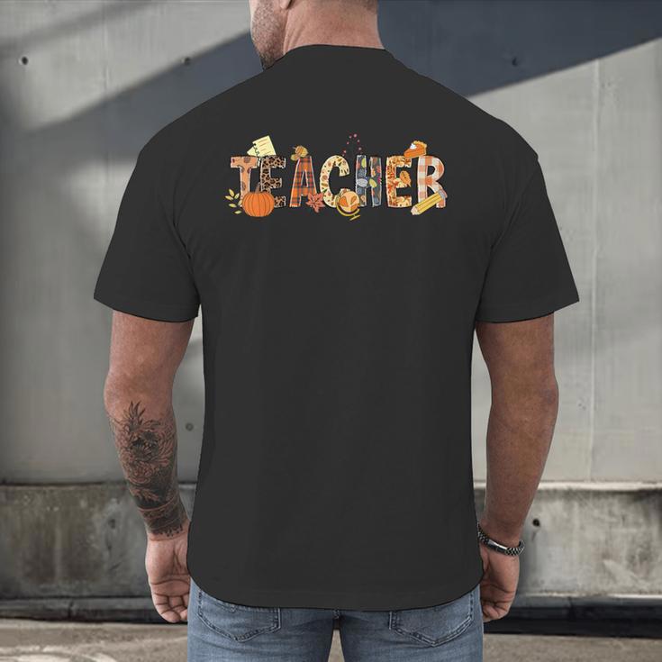 Teacher Thanksgiving Women Autumn Fall Halloween Pumpkin Tee Men's Back Print T-Shirt, gift for family, gift for coworker Teacher Thanksgiving Women Autumn Fall Halloween Pumpkin Tee Men's Back Print T-Shirt, gift for family, gift for coworker