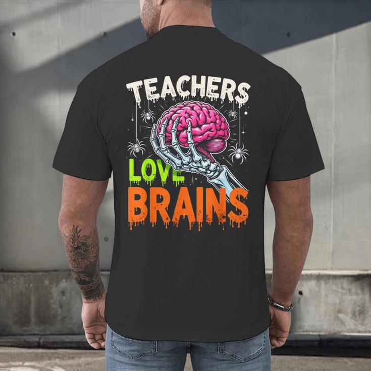 Teachers Love Brains Halloween 2025 Skeleton Costume Men's Back Print T-Shirt, gift for family, gift for coworker Teachers Love Brains Halloween 2025 Skeleton Costume Men's Back Print T-Shirt, gift for family, gift for coworker