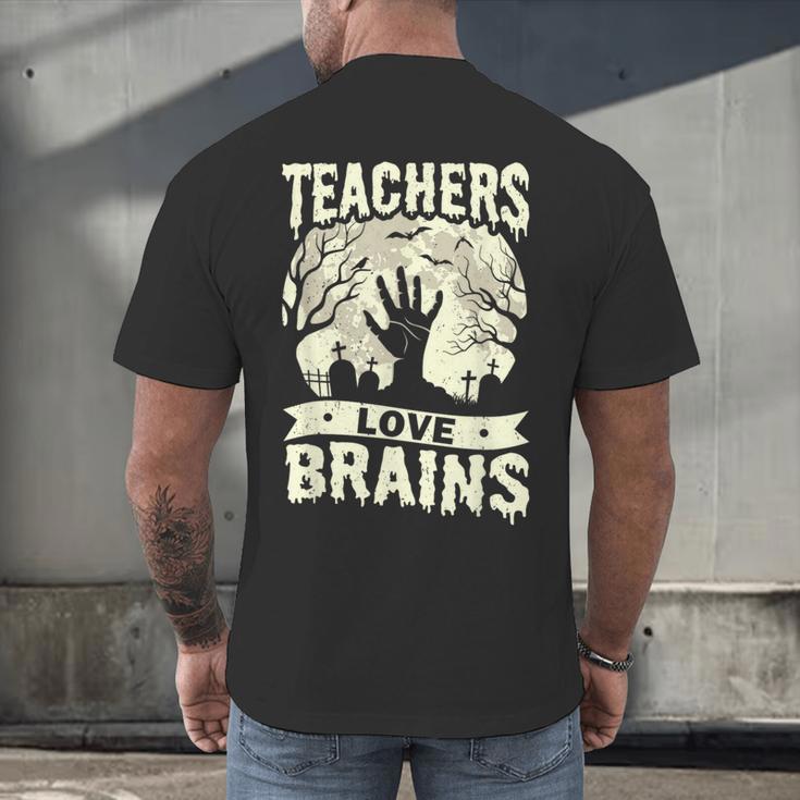 Teachers Love Brains Halloween Costume Boo Trick Teach Men's Back Print T-Shirt, gift for family, gift for coworker Teachers Love Brains Halloween Costume Boo Trick Teach Men's Back Print T-Shirt, gift for family, gift for coworker