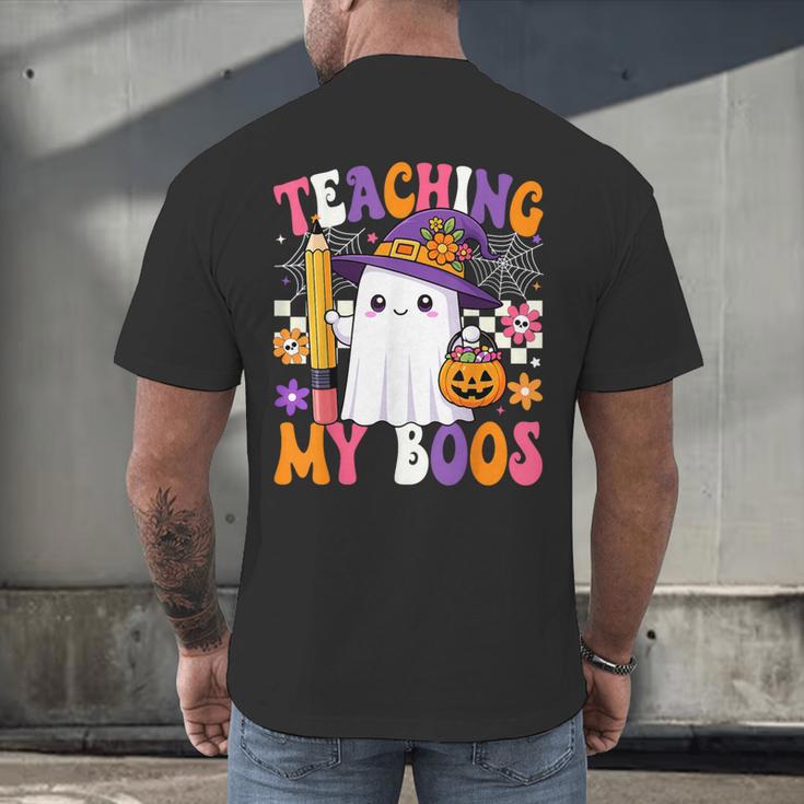 Teaching My Boos Ghost Teacher Cute Pencil Halloween Teacher Men's Back Print T-Shirt, gift for family, gift for coworker Teaching My Boos Ghost Teacher Cute Pencil Halloween Teacher Men's Back Print T-Shirt, gift for family, gift for coworker