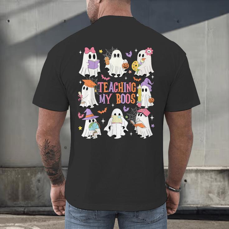 Teaching My Boos Teacher Cute Ghost Groovy Teacher Halloween Men's Back Print T-Shirt, gift for family, gift for coworker Teaching My Boos Teacher Cute Ghost Groovy Teacher Halloween Men's Back Print T-Shirt, gift for family, gift for coworker