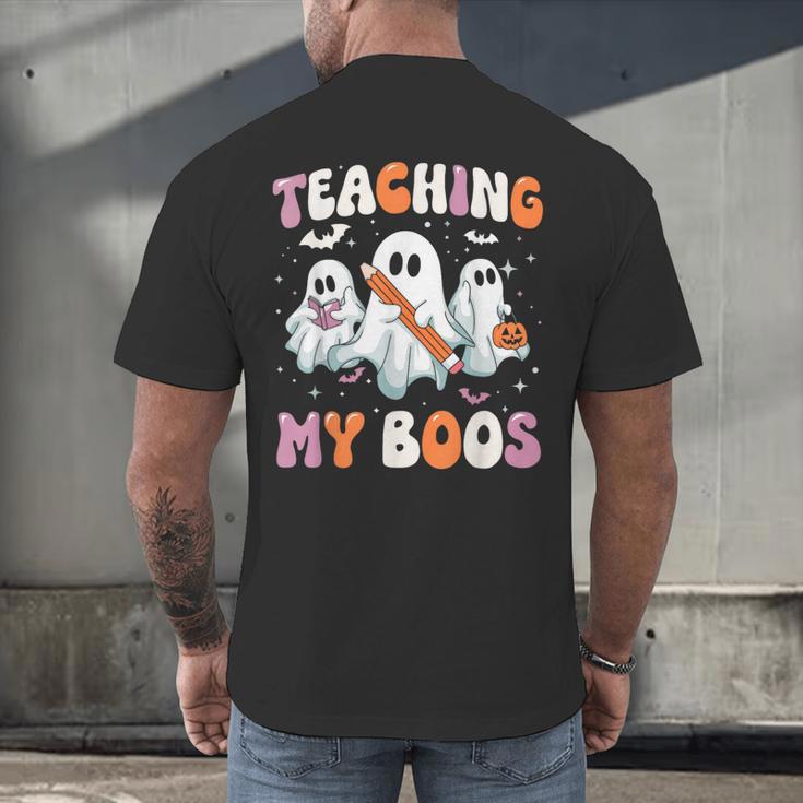 Teaching My Boos Teacher Cute Ghost Teacher Halloween Men's Back Print T-Shirt, gift for family, gift for coworker