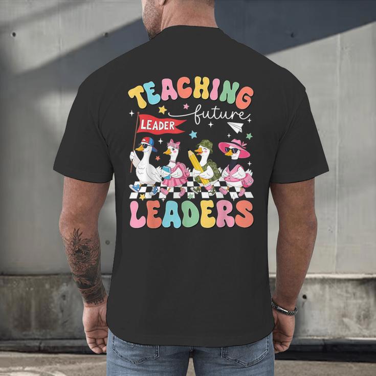 Teaching Future Leaders Groovy Teacher Back To School Men's Back Print T-Shirt, gift for family, gift for coworker