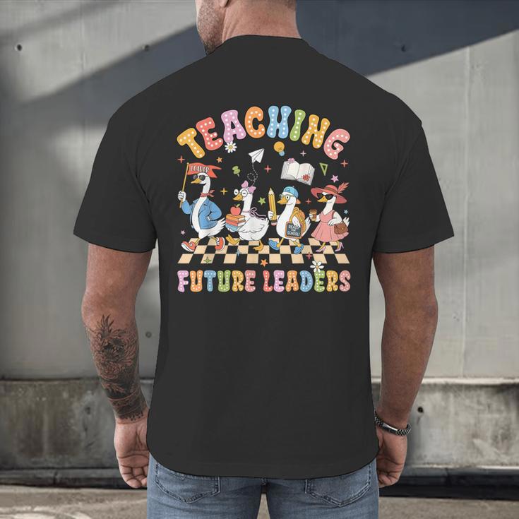 Teaching Future Leaders Teacher Back To School Cute Goose Men's Back Print T-Shirt, gift for family, gift for coworker Teaching Future Leaders Teacher Back To School Cute Goose Men's Back Print T-Shirt, gift for family, gift for coworker