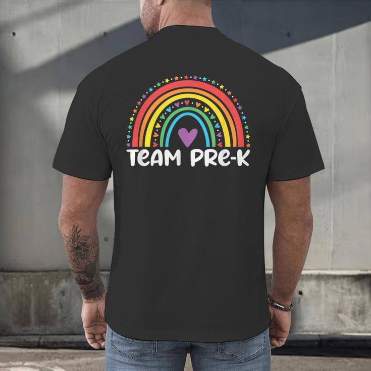 Team Pre-K Teacher Crew Squad Hello Back School Graduation Men's Back Print T-Shirt, gift for family, gift for coworker