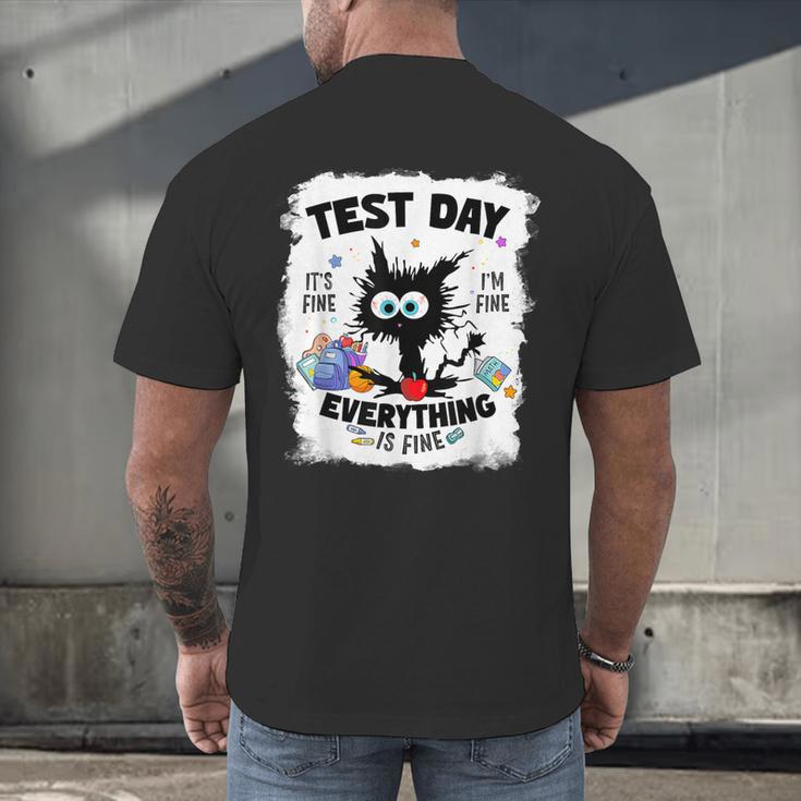 Test Day Stressed Cat Teacher Student Kids Testing Day Men's Back Print T-Shirt, gift for family, gift for coworker Test Day Stressed Cat Teacher Student Kids Testing Day Men's Back Print T-Shirt, gift for family, gift for coworker