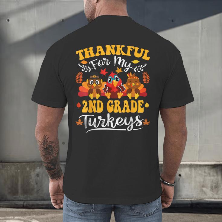 Thankful For My 2nd Grade Turkeys Thanksgiving Teacher Fall Men's Back Print T-Shirt, gift for family, gift for coworker