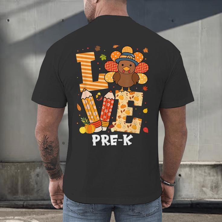 Thanksgiving Love Pre-K Teacher Turkey Autumn Fall For Men Women Girls Kids Men's Back Print T-Shirt, gift for family, gift for coworker Thanksgiving Love Pre-K Teacher Turkey Autumn Fall For Men Women Girls Kids Men's Back Print T-Shirt, gift for family, gift for coworker