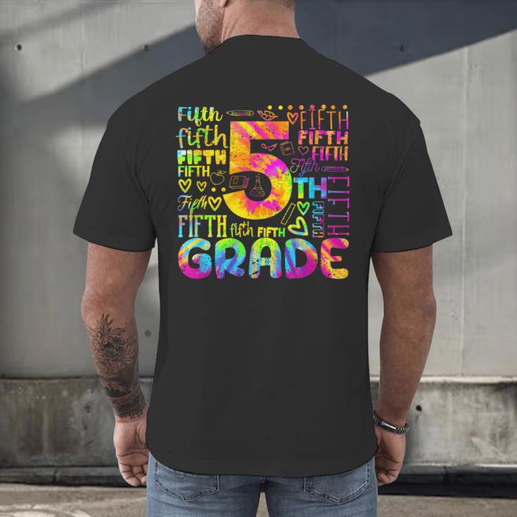Tie Dye 5th Grade Typography Team Fifth Grade Teacher For Men Women Girls Kids Men's Back Print T-Shirt, gift for family, gift for coworker