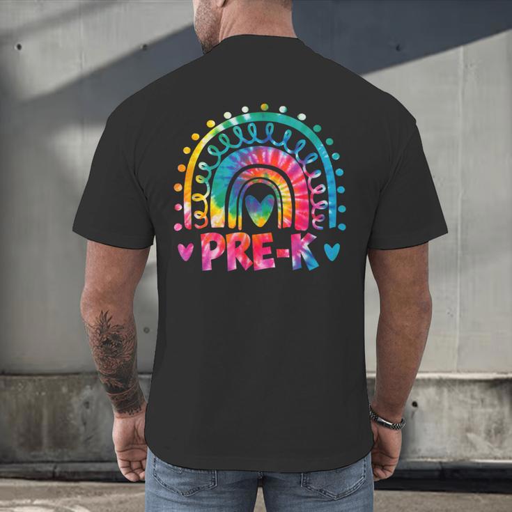 Tie Dye Prek Teacher Rainbow Preschool Back To School Girl Men's Back Print T-Shirt, gift for family, gift for coworker Tie Dye Prek Teacher Rainbow Preschool Back To School Girl Men's Back Print T-Shirt, gift for family, gift for coworker
