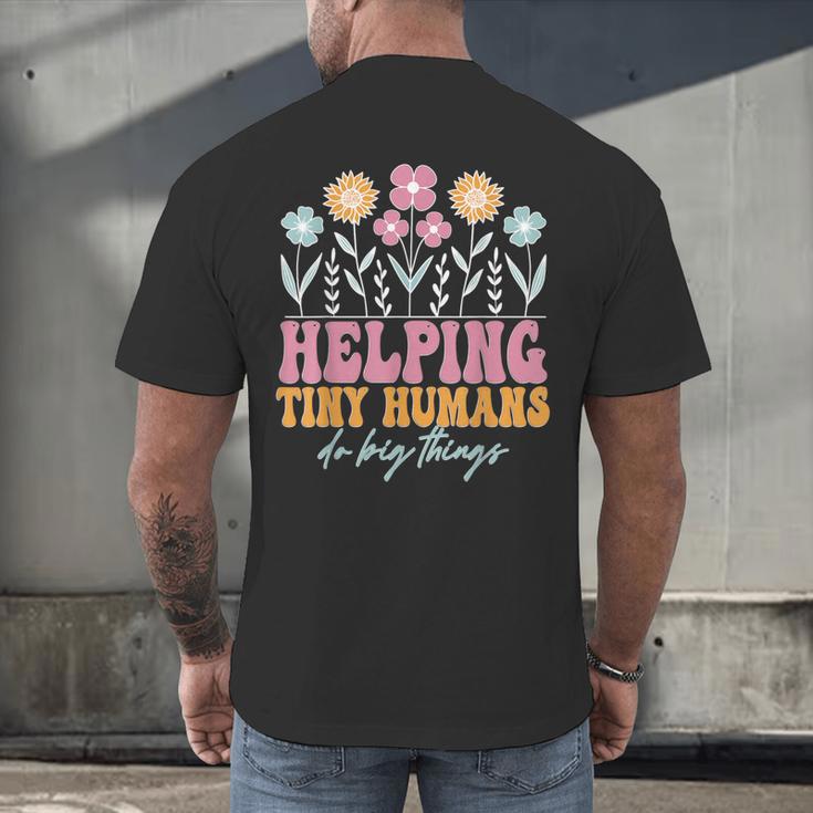 Tiny People Help Do Big Things Nursery Teacher Men's Back Print T-Shirt, gift for family, gift for coworker Tiny People Help Do Big Things Nursery Teacher Men's Back Print T-Shirt, gift for family, gift for coworker