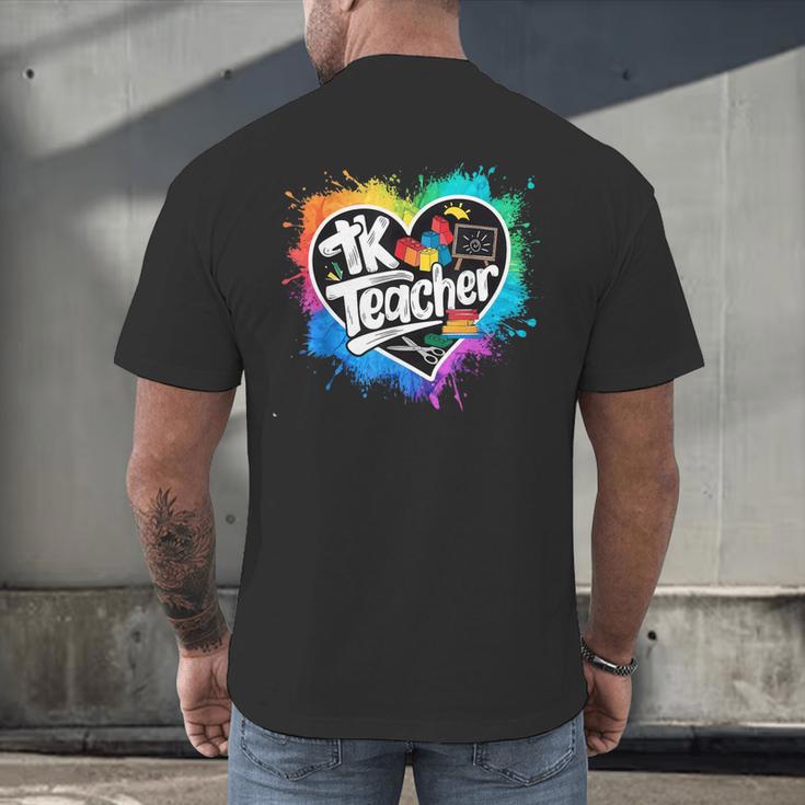 TK Teacher Transitional Kindergarten Heart Back To School Men's Back Print T-Shirt, gift for family, gift for coworker TK Teacher Transitional Kindergarten Heart Back To School Men's Back Print T-Shirt, gift for family, gift for coworker