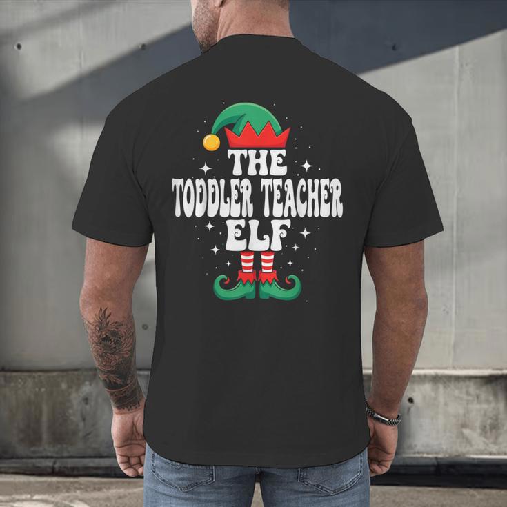 The Toddler Teacher Elf Christmas Matching Family Men's Back Print T-Shirt, gift for family, gift for coworker