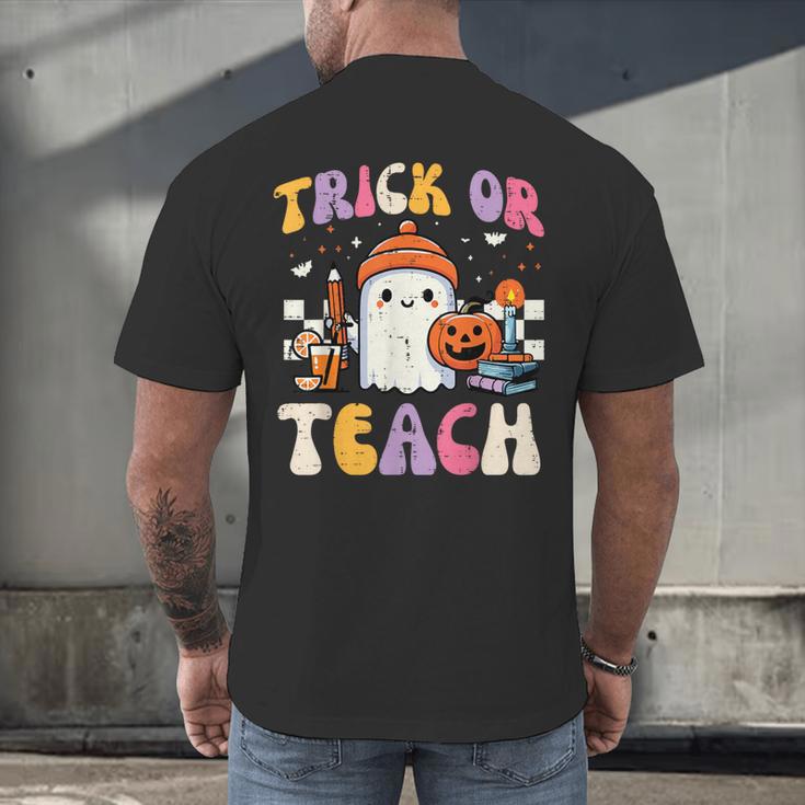 Trick Or Teach Ghost Teacher School Halloween Men Women Men's Back Print T-Shirt, gift for family, gift for coworker Trick Or Teach Ghost Teacher School Halloween Men Women Men's Back Print T-Shirt, gift for family, gift for coworker