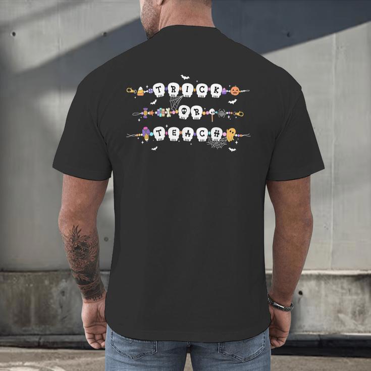 Trick Or Teach Spooky Teacher Happy Halloween Bracelet Men's Back Print T-Shirt, gift for family, gift for coworker Trick Or Teach Spooky Teacher Happy Halloween Bracelet Men's Back Print T-Shirt, gift for family, gift for coworker