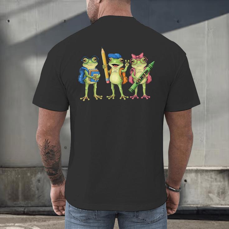 Trio Cute Frogs Welcome Back To School Teachers Girls Boys Men's Back Print T-Shirt, gift for family, gift for coworker