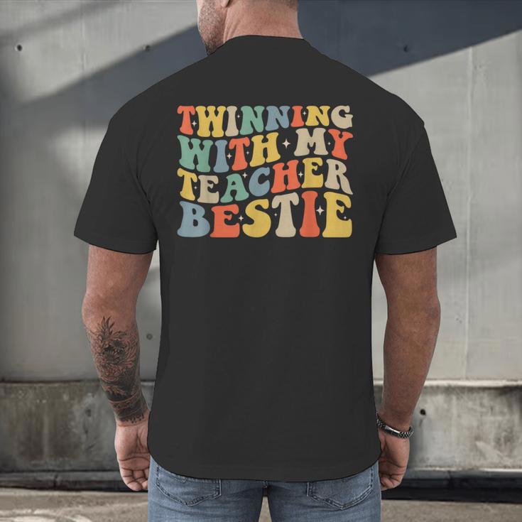 Twin Day Friends Teacher Twinning With My Bestie Matching Men's Back Print T-Shirt, gift for family, gift for coworker Twin Day Friends Teacher Twinning With My Bestie Matching Men's Back Print T-Shirt, gift for family, gift for coworker
